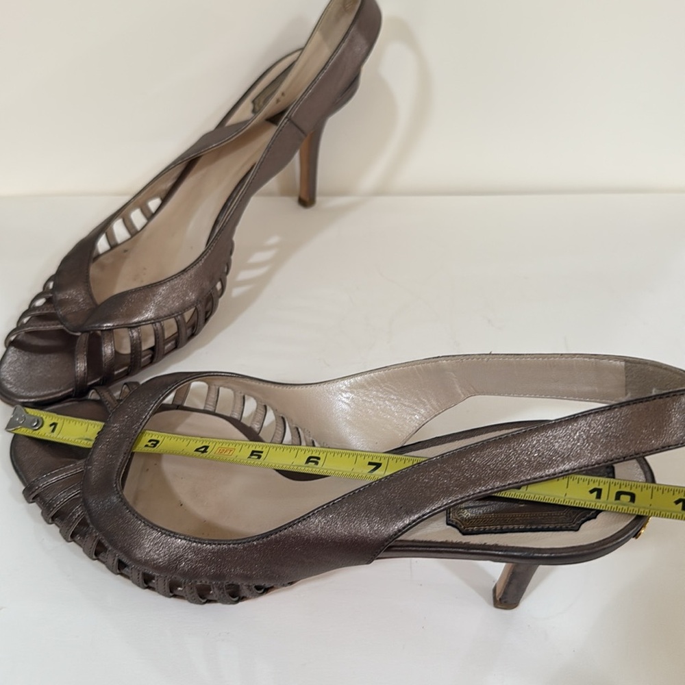 Christian Dior Bronze Stiletto Heels Sandals sling back size 41 made in Italy - Picture 12 of 16
